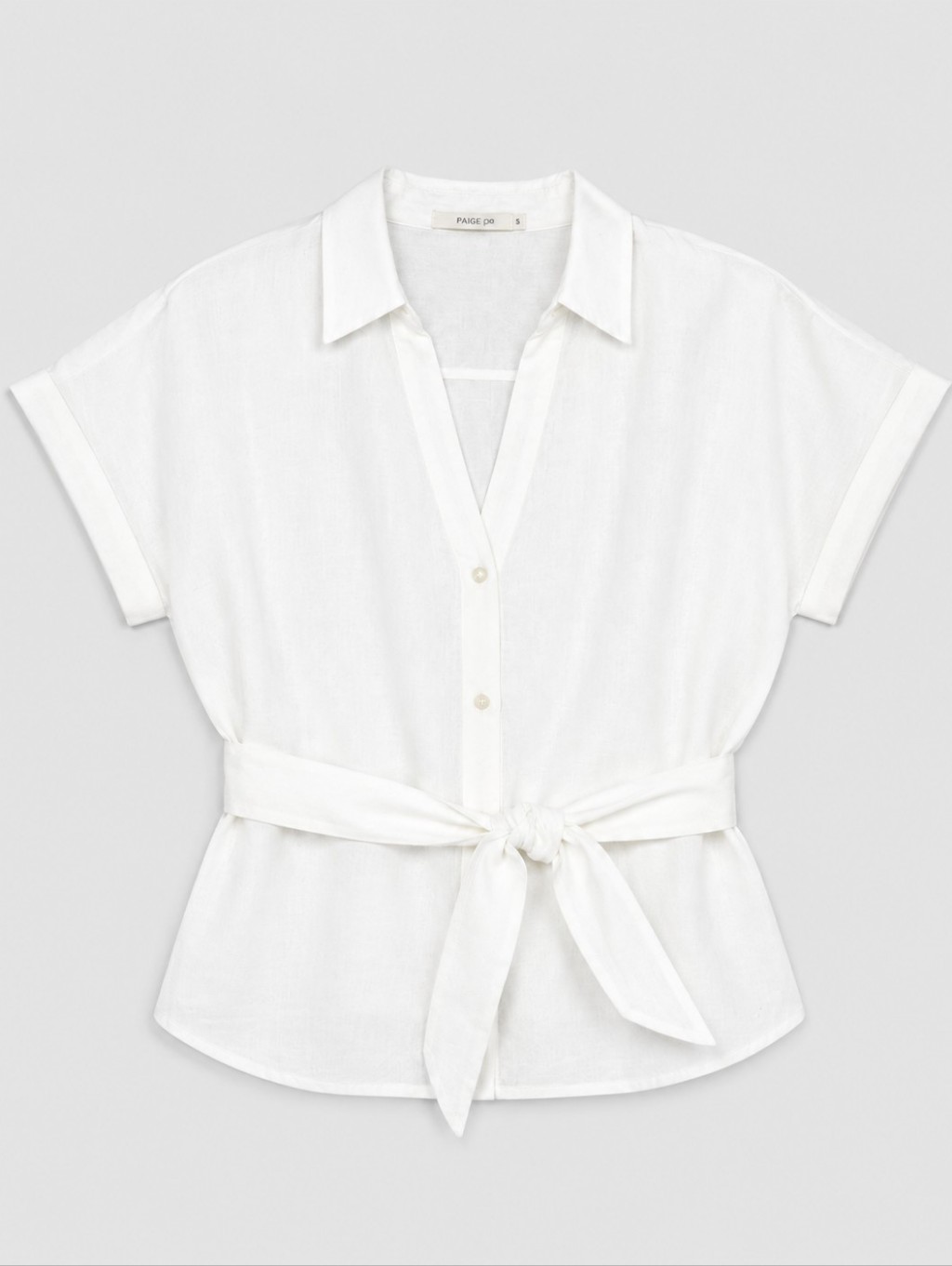Mustard Seed White Tie Front Button Up Blouse Short Sleeve Top Size L
